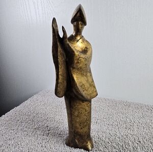 Vintage Awa Odori Dance Geisha Figueine Japan Metal 9.5"